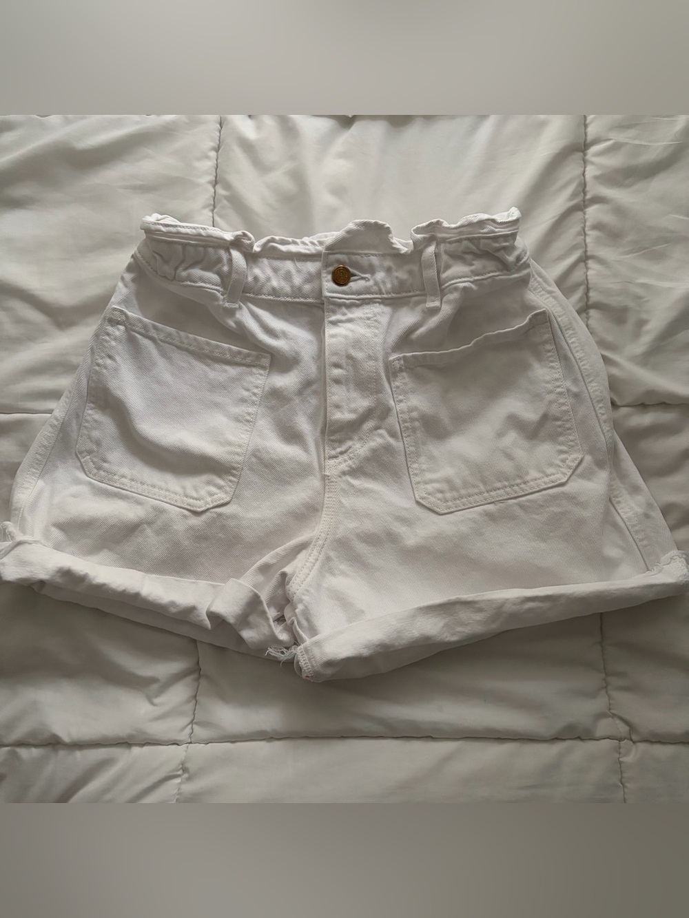 Zara white denim paperbag shorts
